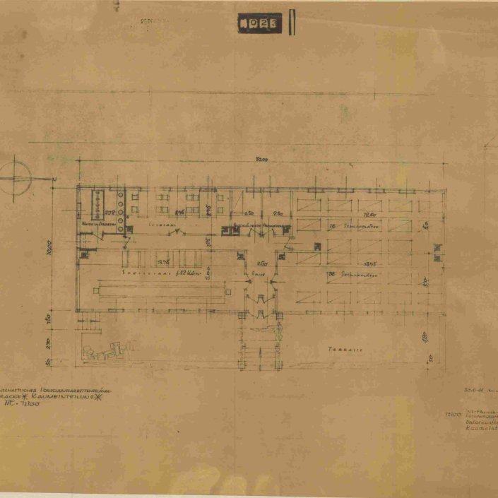 Fragment archiwalnego planu baraku
